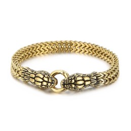 Pulsera De Titanio Con Serpiente De Dos Cabezas, Estilo Vintage Chic Y Moderno Para Hombre