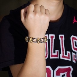 Pulsera De Bicicleta De Titanio Para Hombre Con Baño De Calavera De Moda Exagerada