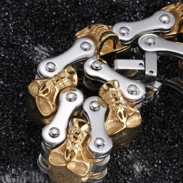 Pulsera De Bicicleta De Titanio Para Hombre Con Baño De Calavera De Moda Exagerada