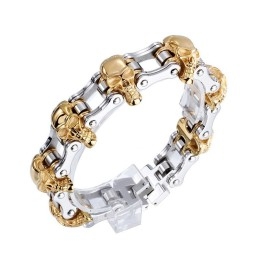 Pulsera De Bicicleta De Titanio Para Hombre Con Baño De Calavera De Moda Exagerada