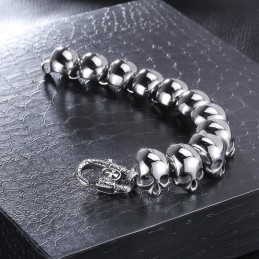 Pulsera De Titanio Con Calavera Pulida Y Huesos Cruzados Para Hombre.