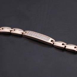 Pulsera De Titanio Con Piedras De Germanio Y Diamantes Para Pareja