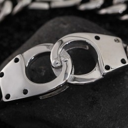 Pulsera De Titanio Tejida Con Diseño Geométrico De Esposas Para Hombre