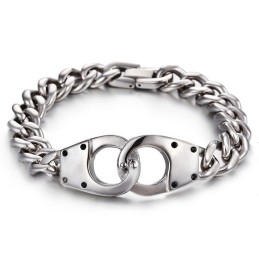 Pulsera De Titanio Tejida Con Diseño Geométrico De Esposas Para Hombre