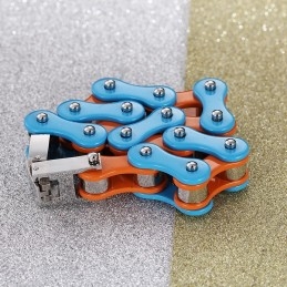 Pulsera De Motociclista De Titanio Azul-Naranja Pintada A Mano Para Hombre