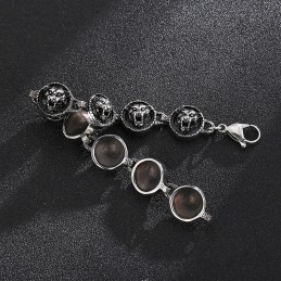Pulsera De Titanio Redonda Con Cabeza De Tigre Estilo Hip Hop Para Hombre