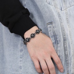 Pulsera De Titanio Redonda Con Cabeza De Tigre Estilo Hip Hop Para Hombre