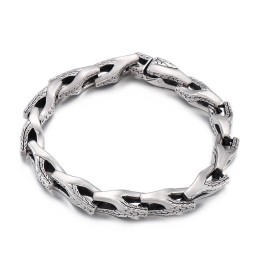 Pulsera De Titanio Con Hueso De Serpiente Para Hombre