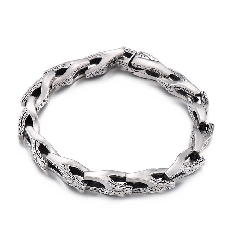 Pulsera De Titanio Con Hueso De Serpiente Para Hombre Pulsera De Titanio Con Hueso De Serpiente Para Hombre