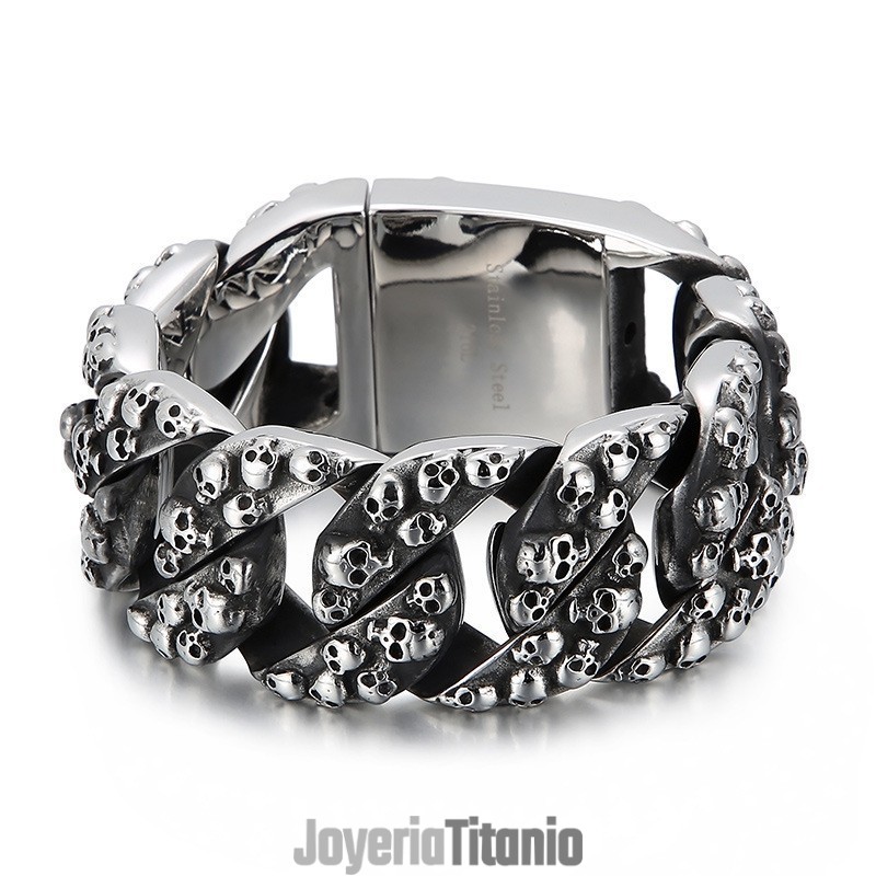 Pulsera De Titanio Con Calavera Elegante Y Exagerada Para Hombre