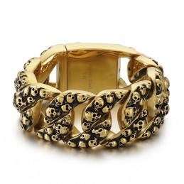 Pulsera De Titanio Con Calavera Elegante Y Exagerada Para Hombre