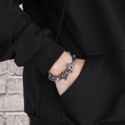 Pulsera De Titanio Con Diseño De Dragón Del Zodiaco Para Hombre, Elegante Y Moderna.