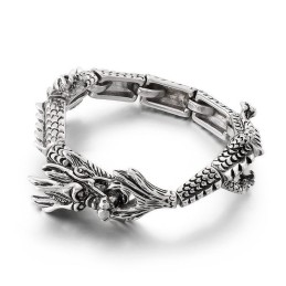 Pulsera De Titanio Con Diseño De Dragón Del Zodiaco Para Hombre, Elegante Y Moderna.