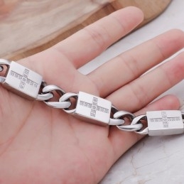 Pulseras De Titanio Con Cruz De Diamantes Estilo Hip-Hop Y Rock De Moda