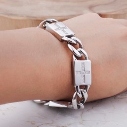 Pulseras De Titanio Con Cruz De Diamantes Estilo Hip-Hop Y Rock De Moda