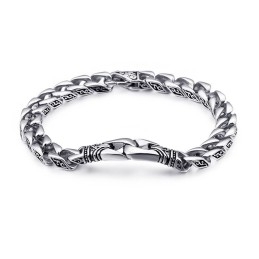 Pulsera De Titanio Con Diseño Floral Para Hombre