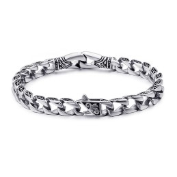 Pulsera De Titanio Con Diseño Floral Para Hombre