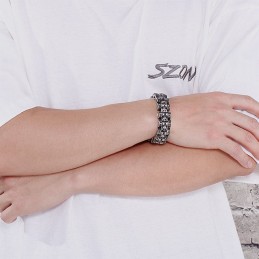 Pulsera De Titanio Con Calavera Exagerada De Motociclista Para Hombre