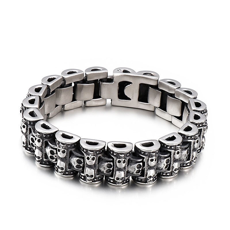 Pulsera De Titanio Con Calavera Exagerada De Motociclista Para Hombre Pulsera De Titanio Con Calavera Exagerada De Motociclista Para Hombre