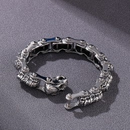 Pulsera De Titanio Con Cadena De Máquina De Quilla Y Calavera De Moda Para Hombre