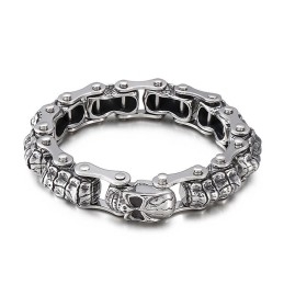 Pulsera De Titanio Con Cadena De Máquina De Quilla Y Calavera De Moda Para Hombre