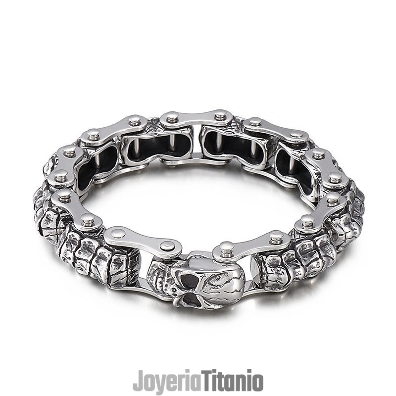 Pulsera De Titanio Con Cadena De Máquina De Quilla Y Calavera De Moda Para Hombre Pulsera De Titanio Con Cadena De Máquina De Quilla Y Calavera De Moda Para Hombre