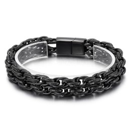 Pulsera De Titanio Doble Chapada En Negro De Moda Para Hombre