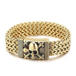 Pulsera De Titanio Con Calavera De Hip Hop Para Hombre