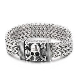 Pulsera De Titanio Con Calavera De Hip Hop Para Hombre