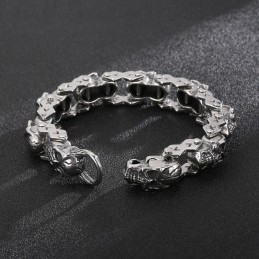 Pulsera De Titanio Para Hombre Con Calavera Floral Elegante Y Moderna