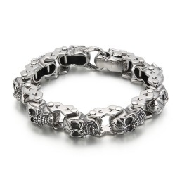 Pulsera De Titanio Para Hombre Con Calavera Floral Elegante Y Moderna