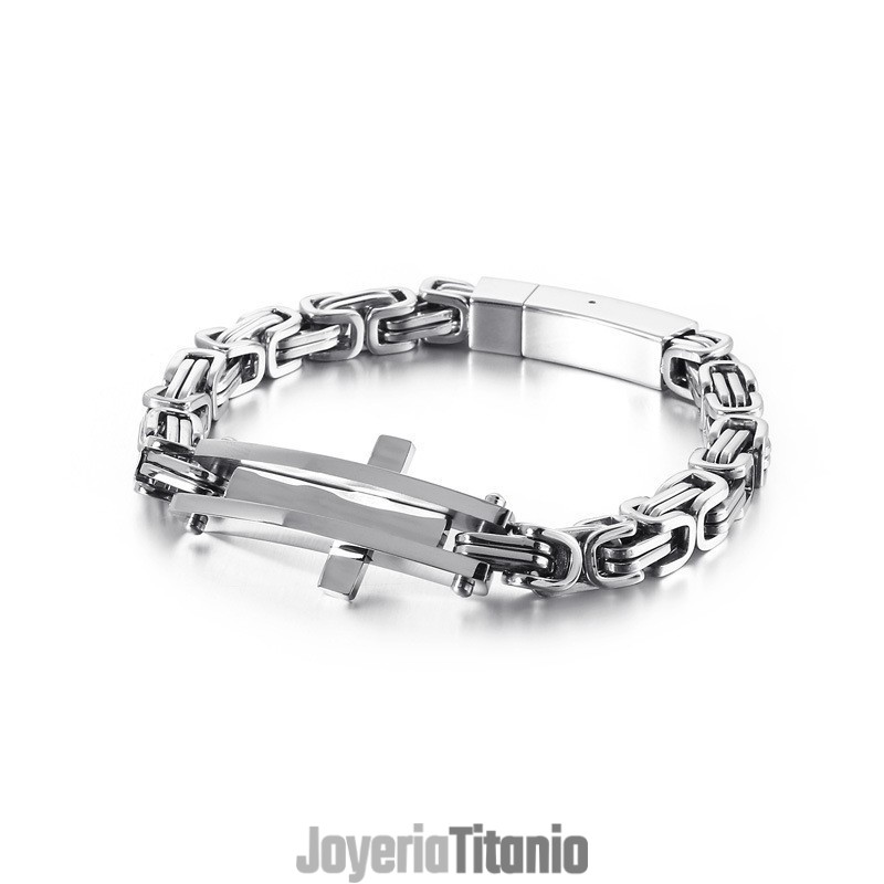 Pulsera De Titanio De Hip Hop Con Diseño De Cruz Curvada Para Hombre Pulsera De Titanio De Hip Hop Con Diseño De Cruz Curvada Para Hombre