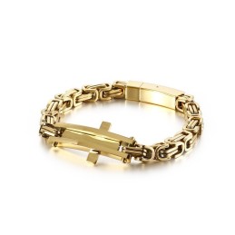 Pulsera De Titanio Cool Cross Bend Hip Hop Para Hombre