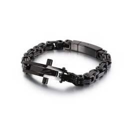Pulsera De Titanio Hip-Hop Con Diseño De Cruz Para Hombre