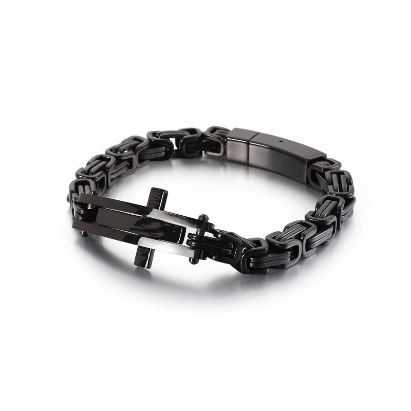 Pulsera De Titanio Hip-Hop Con Diseño De Cruz Para Hombre Pulsera De Titanio Hip-Hop Con Diseño De Cruz Para Hombre