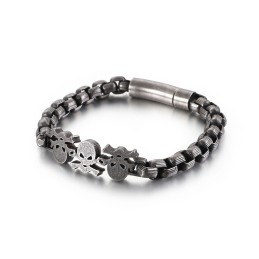 Pulsera De Titanio Con Calavera De Hip Hop De Estilo Callejero Para Hombre