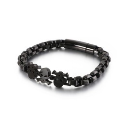 Pulsera De Titanio Con Calavera De Hip Hop De Estilo Callejero Para Hombre
