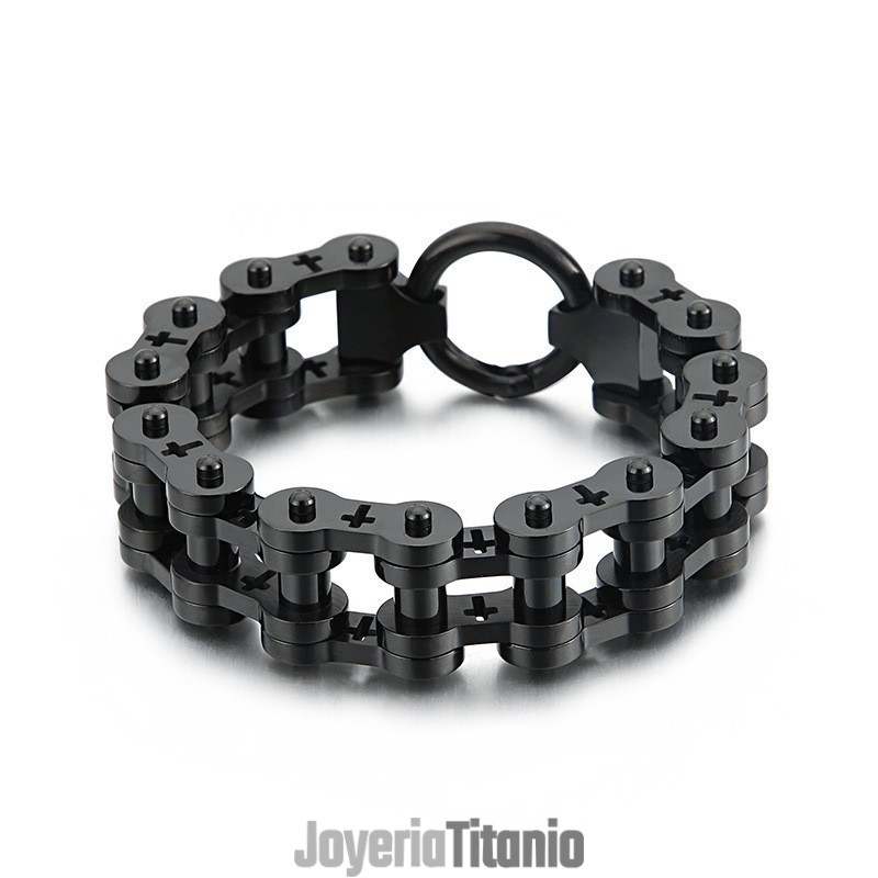 Pulsera De Bicicleta De Titanio Con Cruz Hueca De Rock Hip Hop Para Hombre