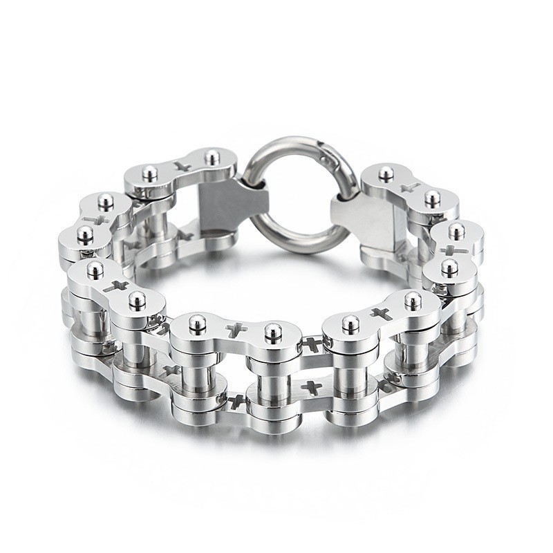 Pulsera De Bicicleta De Titanio Con Cruz Hueca De Rock Hip-Hop Para Hombre Pulsera De Bicicleta De Titanio Con Cruz Hueca De Rock Hip-Hop Para Hombre