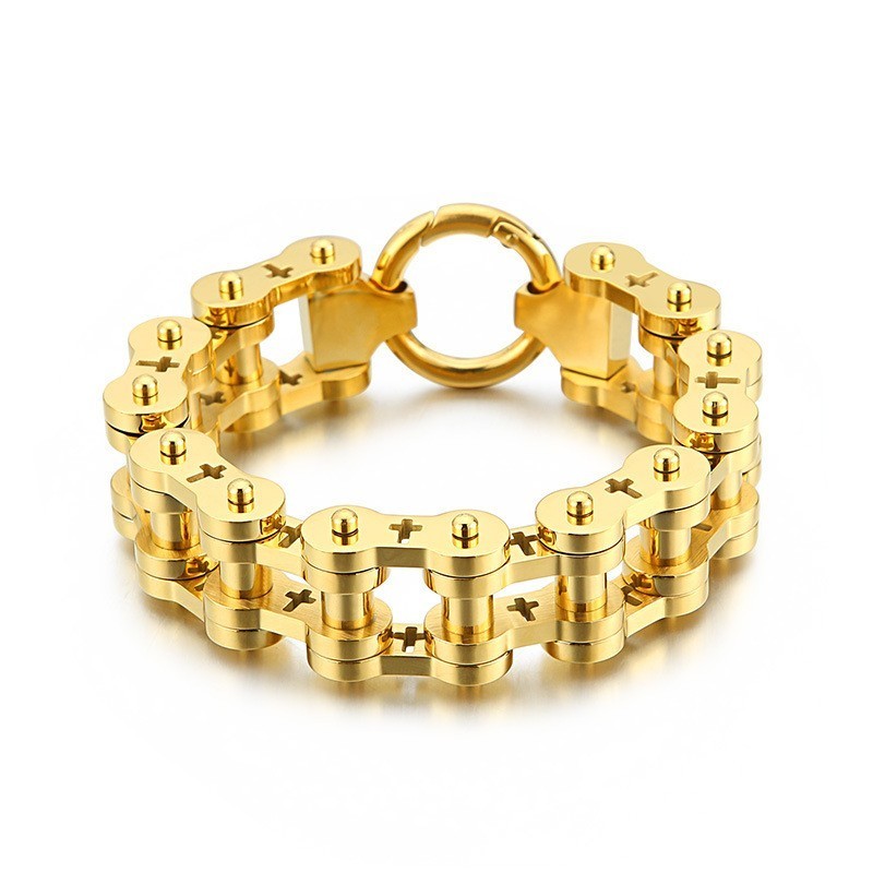 Pulsera De Bicicleta De Titanio Con Cruz Hueca De Rock Hip-Hop Para Hombre Pulsera De Bicicleta De Titanio Con Cruz Hueca De Rock Hip-Hop Para Hombre