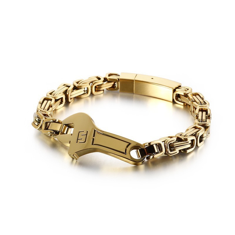 Pulsera De Titanio Con Placa Curva Tipo Llave Inglesa Para Hombre