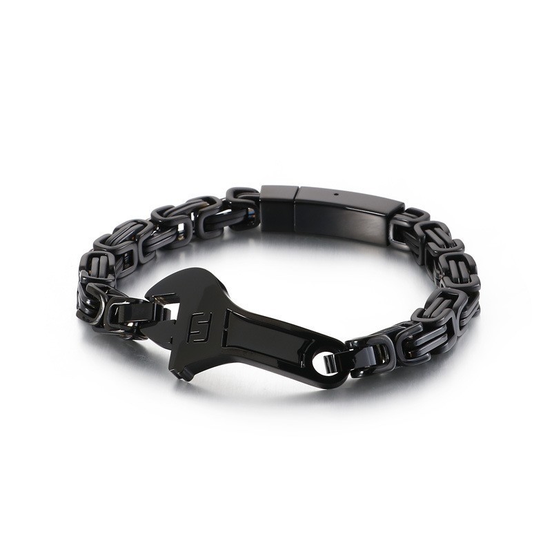 Pulsera De Titanio Con Placa Curva Tipo Llave Inglesa Para Hombre Pulsera De Titanio Con Placa Curva Tipo Llave Inglesa Para Hombre