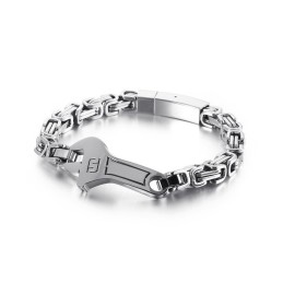 Pulsera De Titanio Con Placa Curva Tipo Llave Inglesa Para Hombre