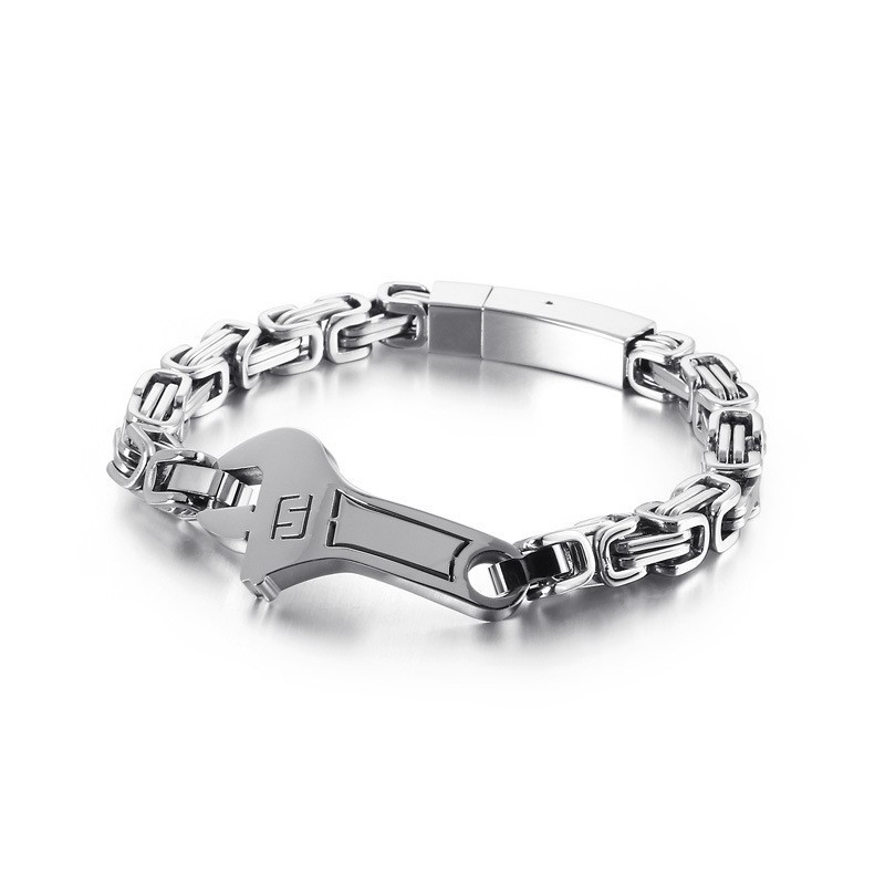 Pulsera De Titanio Con Placa Curva Tipo Llave Inglesa Para Hombre Pulsera De Titanio Con Placa Curva Tipo Llave Inglesa Para Hombre
