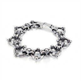 Pulsera De Titanio Para Hombre Con Calavera Circular Elegante Y Exagerada