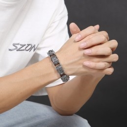 Pulsera De Titanio Hueca Con Diseño Floral En Forma De X Para Hombre