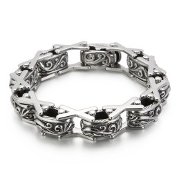Pulsera De Titanio Hueca Con Diseño Floral En Forma De X Para Hombre
