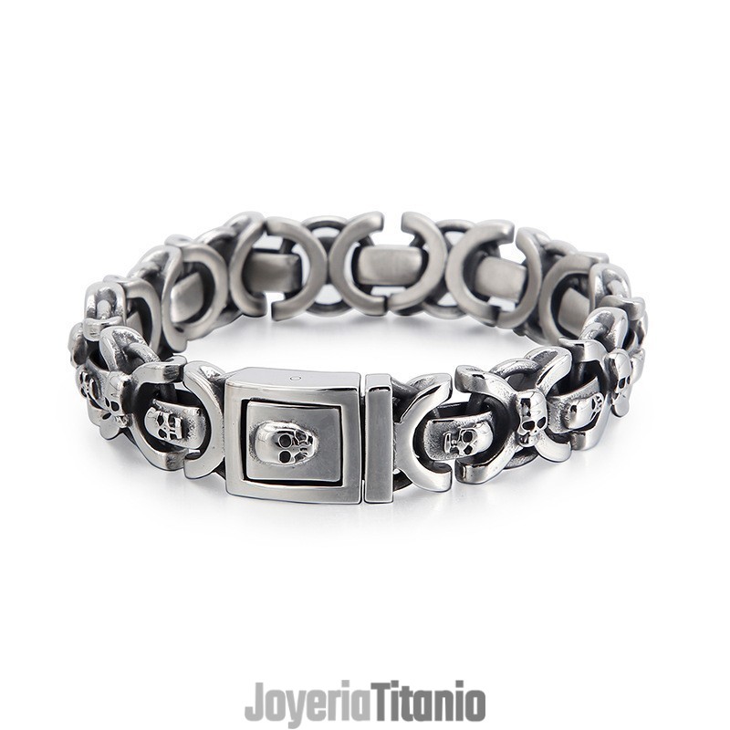 Pulsera De Titanio Para Hombre Con Diseño De Calavera Pulsera De Titanio Para Hombre Con Diseño De Calavera