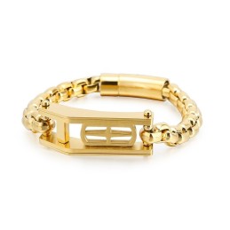 Pulsera De Titanio Con Diseño De Cruz Hueca Y Cuadrado De Rock Hip-Hop Para Hombre