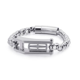 Pulsera De Titanio Con Diseño De Cruz Hueca Y Cuadrado De Rock Hip-Hop Para Hombre